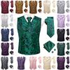 Formal Casual Vest Tie Set Mens Silk Waistcoat Tuxedo Gilet Hankie Cufflinks
