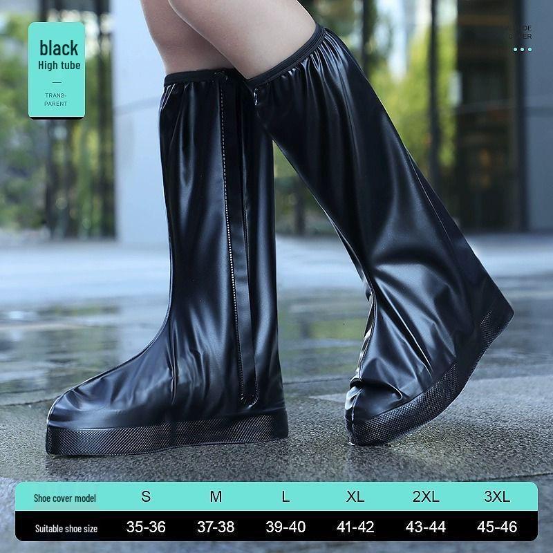 Унисекс Нескользящие Высокие Водонепроницаемые Бахилы - Износостойкие, Брызгозащищенные, Идеальные для Взрослых и Детей в Дождливых Уличных Условиях.
