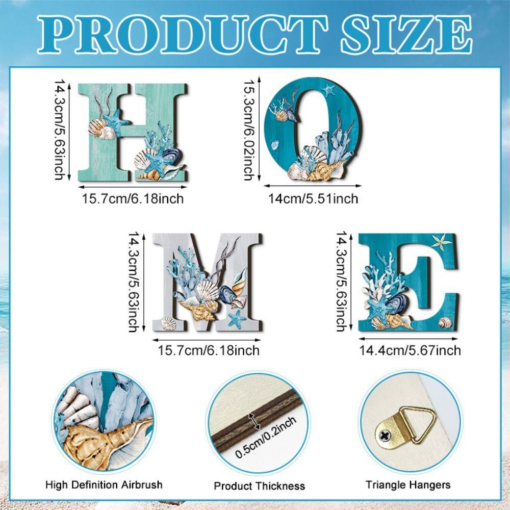 4 шт. подвеска ручной работы Ocean HOME Sign в морском стиле для настенного украшения для спальни