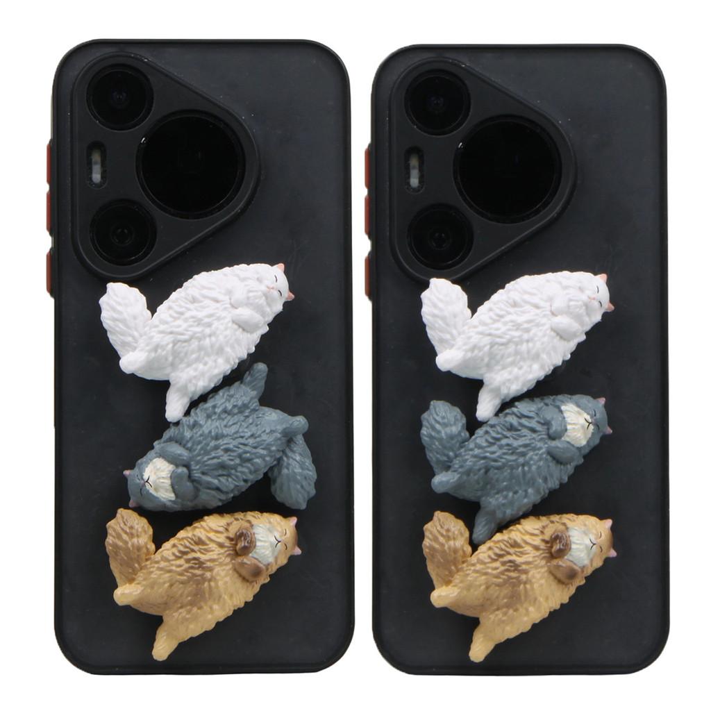 4pcs Cute Cartoon Sleeping Cat Model Ornament Set Accessories Decoration