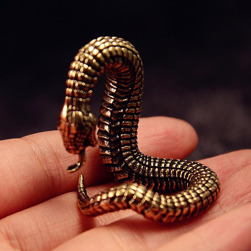 Solid Brass Snake Desktop Ornament Handcrafted Home Decor Animal Figurine Office Desk Accessory Ethnic Style