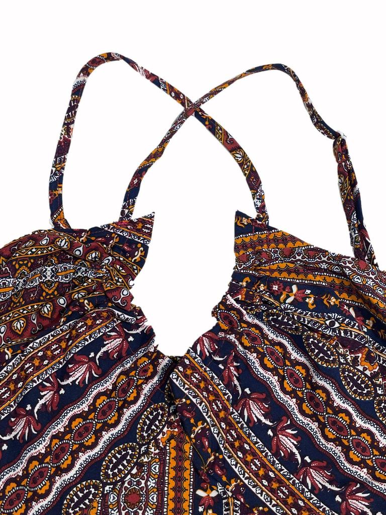 Женское модное платье на тонких бретельках с принтом и разрезом для пляжа, весна/лето 2025