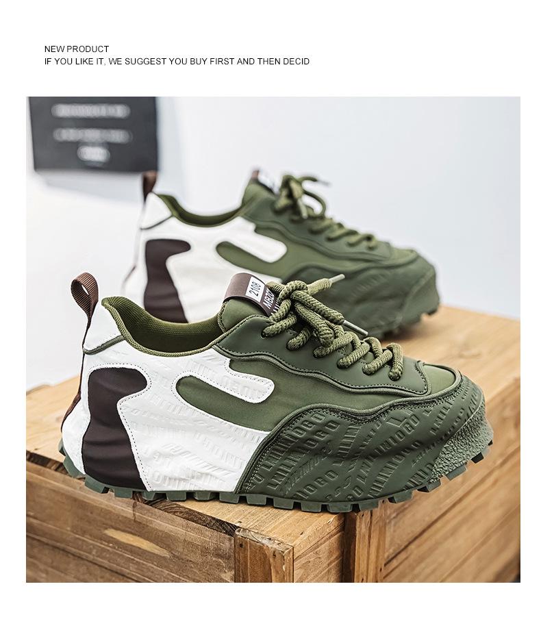 Мужские модные кроссовки в стиле 'Dad Shoes' из тисненой кожи с толстой амортизирующей подошвой на весну 2025 года