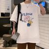 Футболка с короткими рукавами для мужчин 2024 года, модная, с рукавом пять дюймов, универсальная, повседневная, свободная, студенческая, с короткими рукавами, повседневная, модная, с принтом