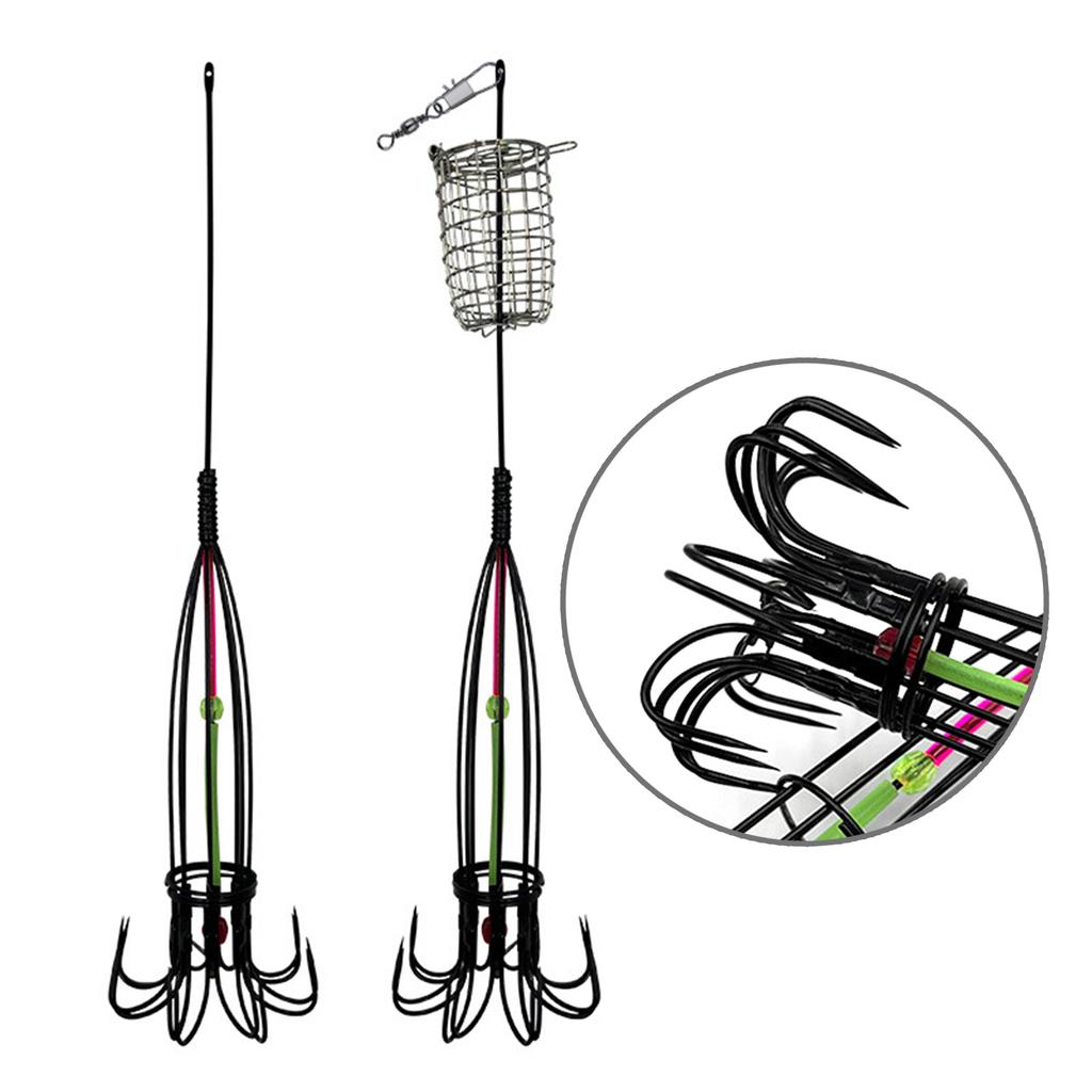 Кальмаровые джиги Морская рыбалка Крючок для осьминога Крючок-зонтик для кальмара Рыболовная приманка Ловушка Кормушка Клетка Острый рыболовный крючок Инструмент для ловли