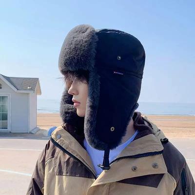 Хлопковая шапка мужская шапка зимняя бархатная утолщенная теплая защита ушей велосипедная большой обхват головы холодостойкая ветрозащитная шапка