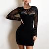 Женские сетчатые кружевные платья с круглым вырезом и длинными рукавами Hot Diamonds Платья на бедрах