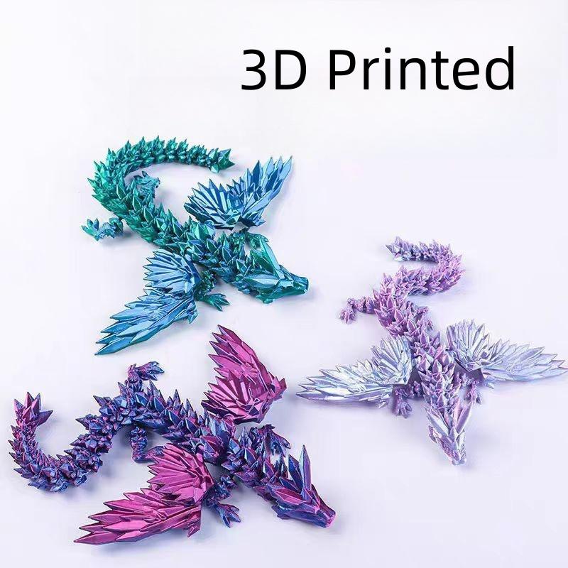 14 см 3D-печатный Магический Крылатый Дракон Подвижные Суставы Игрушка-Антистресс Вращающийся Сочлененный Настольное Украшение для Офиса Игрушечные Поделки Подарок