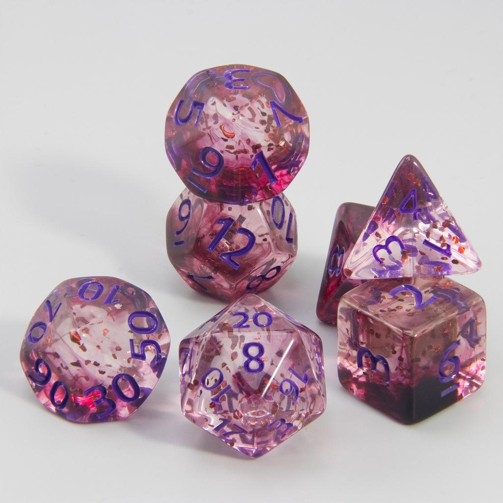Набор игральных костей DND из 7 кубиков с эффектом многогранной туманности и блеска D4 D6 D8 D10 D% D12 D20 для настольных игр DND RPG