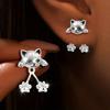 Пара женских серег в виде кошачьих лапок - Милые украшения для питомцев с выразительными глазами, Изящные повседневные и вечерние серьги для женщин, Подарок на день рождения/Рождество