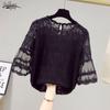 Летняя блузка 2022, женская корейская кружевная белая женская рубашка с коротким рукавом, свободные рубашки, однотонный пуловер, женские топы 20603
