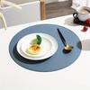 1/4/6 шт. ПУ салфетки синие водонепроницаемые маслостойкие обеденный стол круглые салфетки нескользящие моющиеся салфетки подставки под чашки для кухни