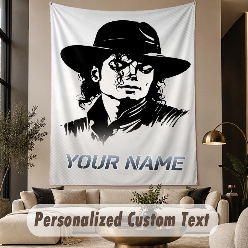 Custom Text Tapestry Michael Jackson Print Wall Tapestry Indoor Living Room Wall Decor