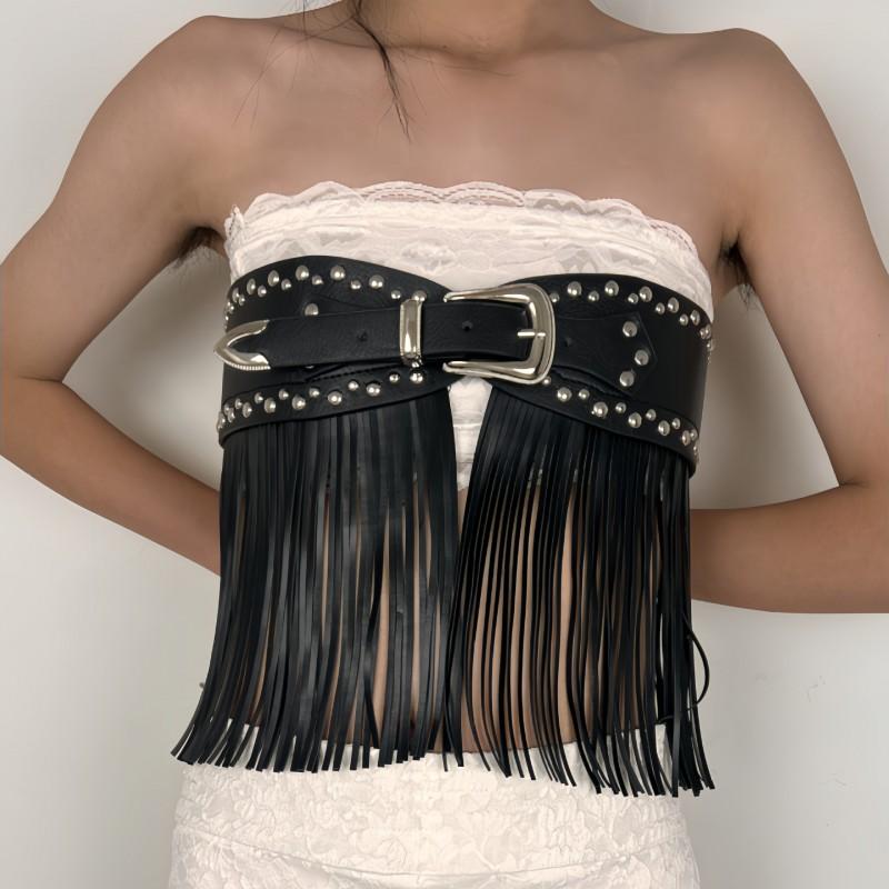 Vintage Western Fringe Belt Boho Hippie Wide Waist Women