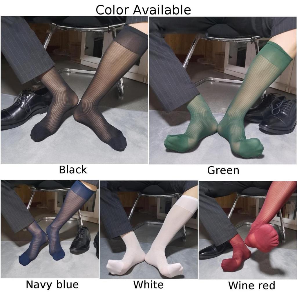 Sexy Men's Ultra-Thin Calf Business Socks Summer Transparent Sheer Formal Dress Tube Middle Socks Male Stockings