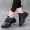 Women Shoes Casual Sport Platform Lady Sneaker Black Thick Sole Leather Big Size 42 Fashion High Quality Flats Walking Platform