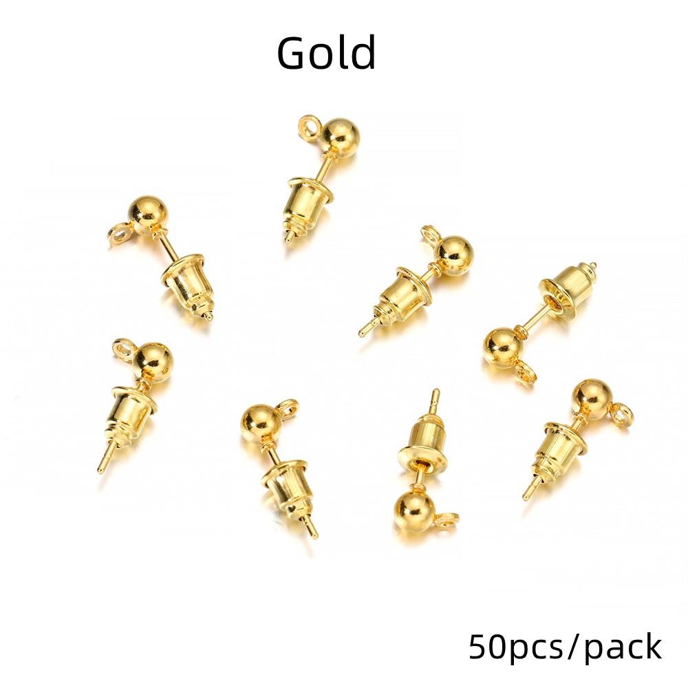 20-50pcs/lot 3/4/5/6mm Pin Findings Stud Earring Basic Pins Stoppers Connector For DIY Jewelry Making Accessories Supplies