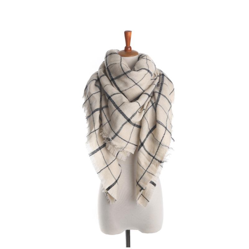 Plaid Scarf, Large Square Scarf, Women's Autumn and Winter Warm Acrylic Shawl
