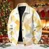Men's Fall Casual Loose Fit Lapel Collar Jacket Long Sleeve Printed Top for Everyday Wear