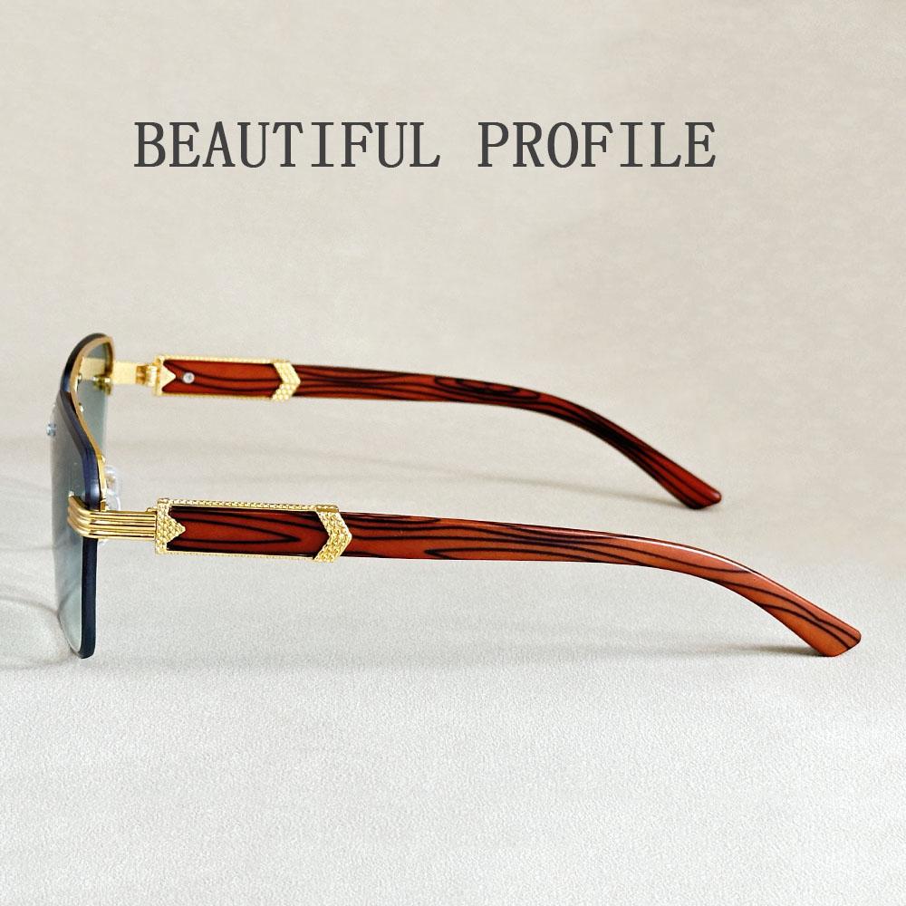 Fashion Sunglasses For Men Oculos Square Sunglasses Women Vacation Rimless Glasses Designer Vintage Sunglass