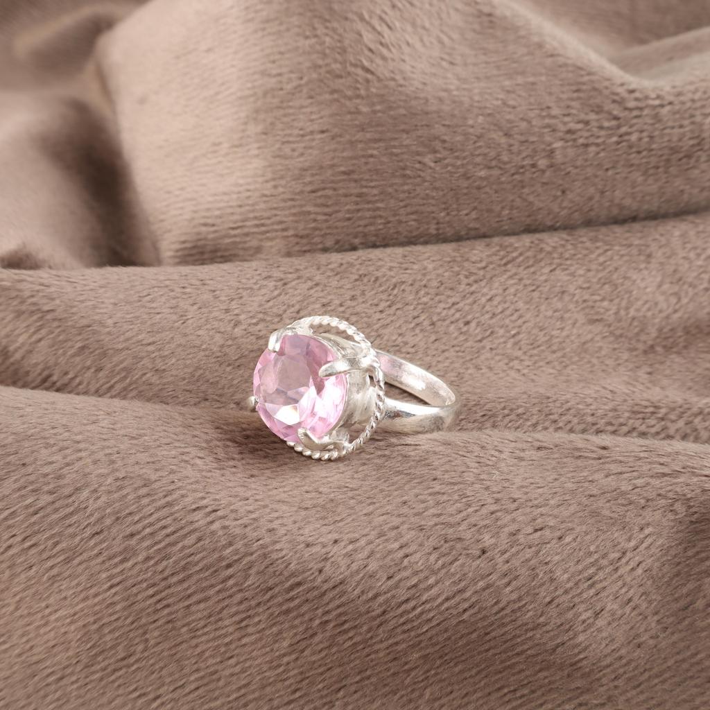 Morganite Gemstone Ring, 925 Sterling Silver Jewelry, Handmade Beautiful Silver Ring, Dainty Silver Ring, Women's Jewelry For Wedding Gift