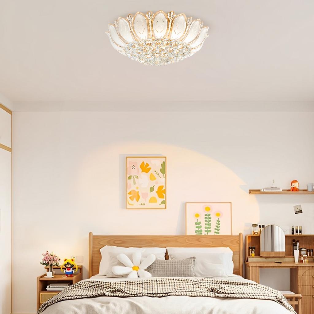 Современный хрусталь Лотос, 7-рожковая подвесная люстра, потолочная люстра с пультом, светодиодная потолочная лампа, хрусталь K9 для гостиной