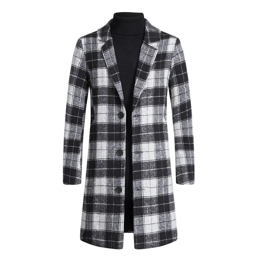 Мужская мода осень и зима повседневные клетчатые топы тонкий тип пальто пояс мода большой размер плащ