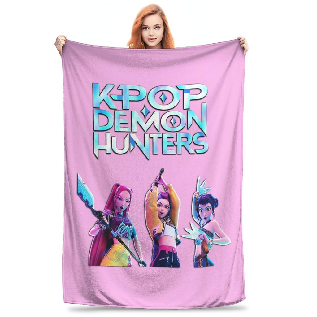 Kpop Demon Hunters Zoey Huntrix Blankets Coral Fleece Plush Super Soft Throw Blanket for Bedding Couch Bedroom Quilt