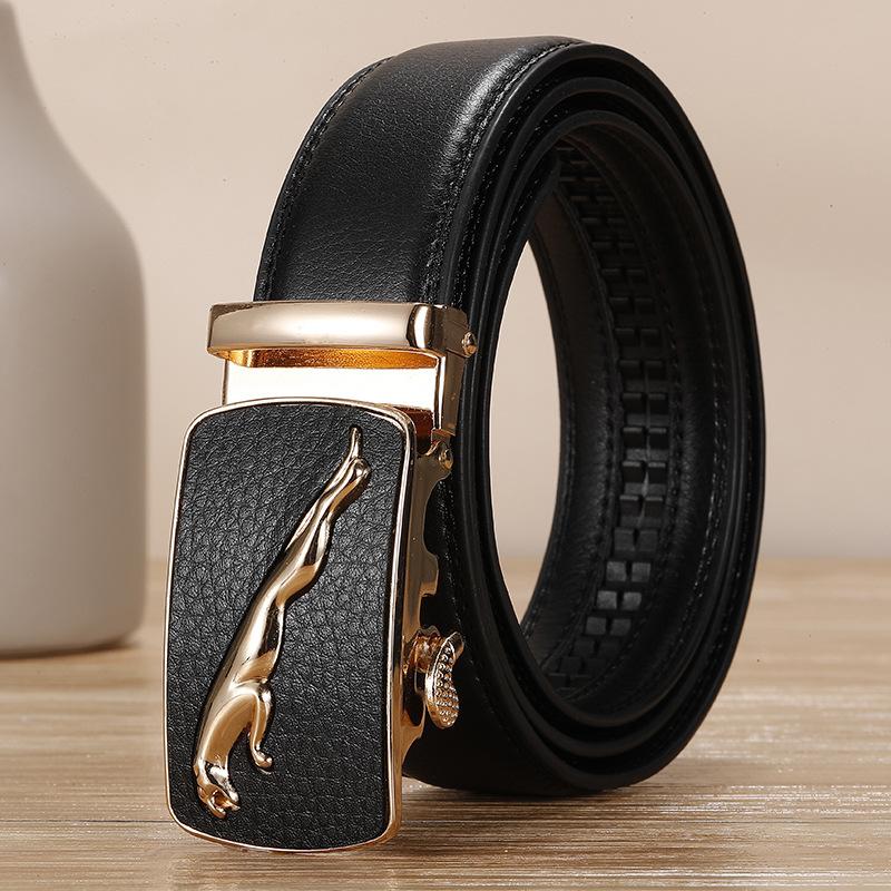 Men's Earth Green Leather Belt Yellow Cowhide Red Automatic Buckle Belt Blue White Orange Color Pant Belt