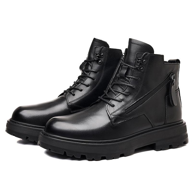 Leather Martin Boots Men's Winter Velvet High-top Fur Integrated Snow Boots Men's Warm Northeast Wool Men's Boots