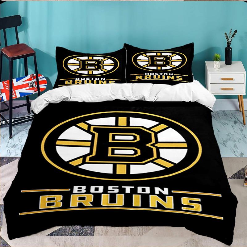 Bruins Emblem hockey 3PCS Bedding set,Ideal for 1pc Duvet Cover And 2pcs Pillowcases Perfect for Fan gift,Ideal for Bedroom, Dormitory