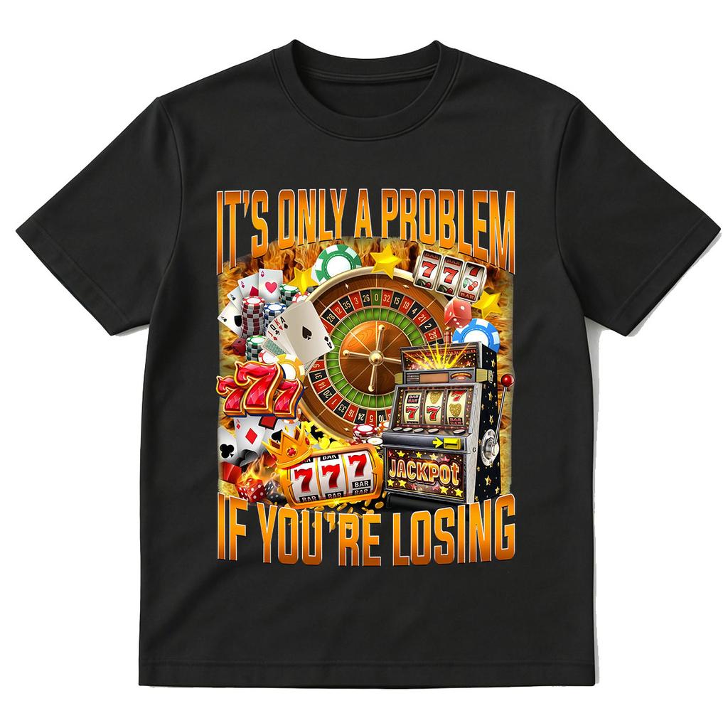 Casino Gambling Graphic Tshirt 90s Meme Vegas Funny Poker Humor Tshirts Retro Slot Machine Lucky 777 Roulette Cards Tee Shirt