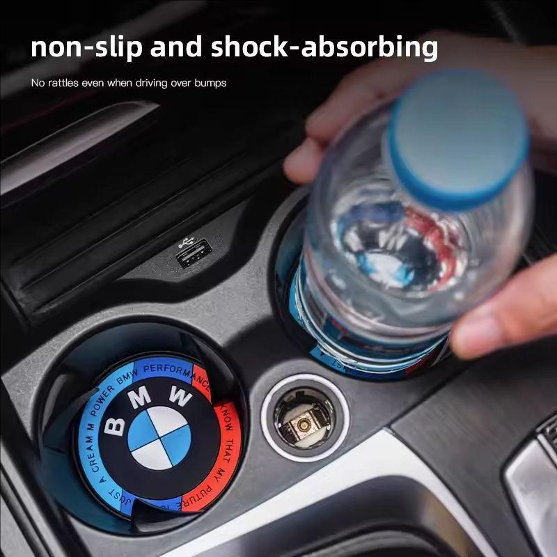 2Pcs Car Coasters Silicone Cup Holder Coaster Insert For BMW 3 5 Series X1 X3 X5 G01 G02 G05 F10 F30 F48 E83 E87 E90 G30 Sticker