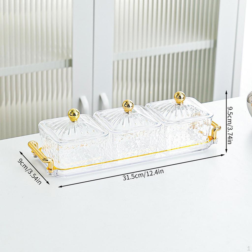 Органайзер для сухофруктов, коробка для конфет, 3 отделения, многофункциональный поднос для закусок для вечеринок