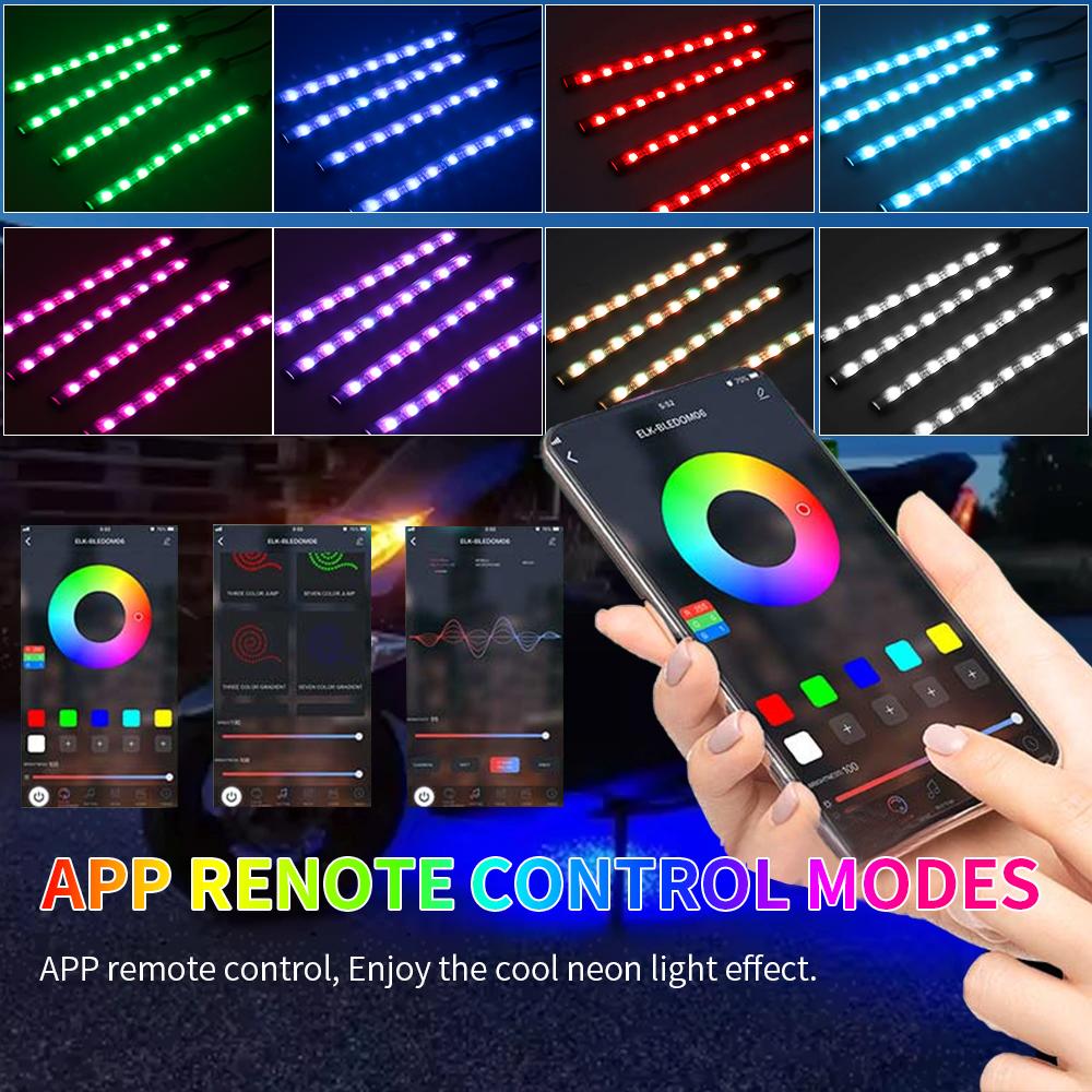 RGB LED Atmosphere Ambient Light Kit Remote APP Control Flexible Waterproof Neon Strip For Car Motorcycle Decorative Lamp 12V