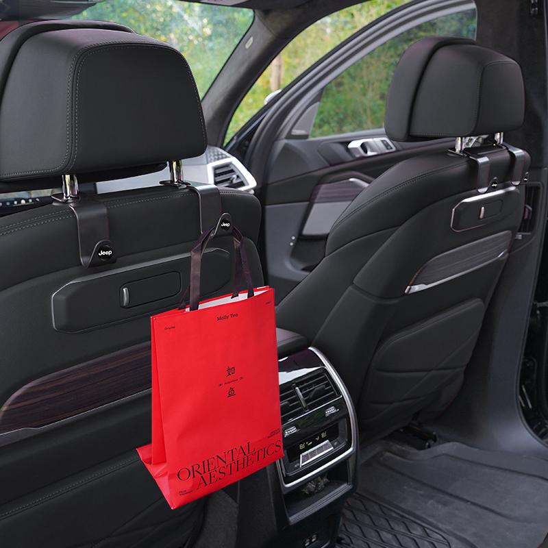 AIN4 2Pcs Portable Car Seat Back Hooks Storage Accessories For Jeep Grand Cherokee Wrangler JK Gladiator Compass Renegade Wagoneer
