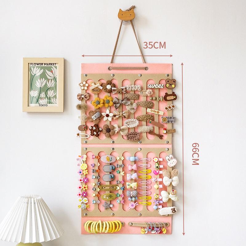 Органайзер для бантов для волос, большая вместимость, держатель для повязки на голову, настенная вешалка для хранения заколок для волос, экономящая место, настенный декор для комнаты для девочек