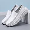 Men Loafers Platform Nurse Shoes  Casual Wide Soft White Leather Shoes for Father Large Size Orthopedic Shoes