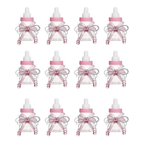 1/6/12 шт. Мини-конфетница в виде бутылочки молока с мишкой из страз и бантом из ленты, для сладостей и угощений, банка для хранения, сувениры для вечеринки в честь рождения ребенка