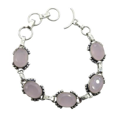 Rose Quartz Gemstone Silver Plated Handmade Bracelet Jewelry BR 82