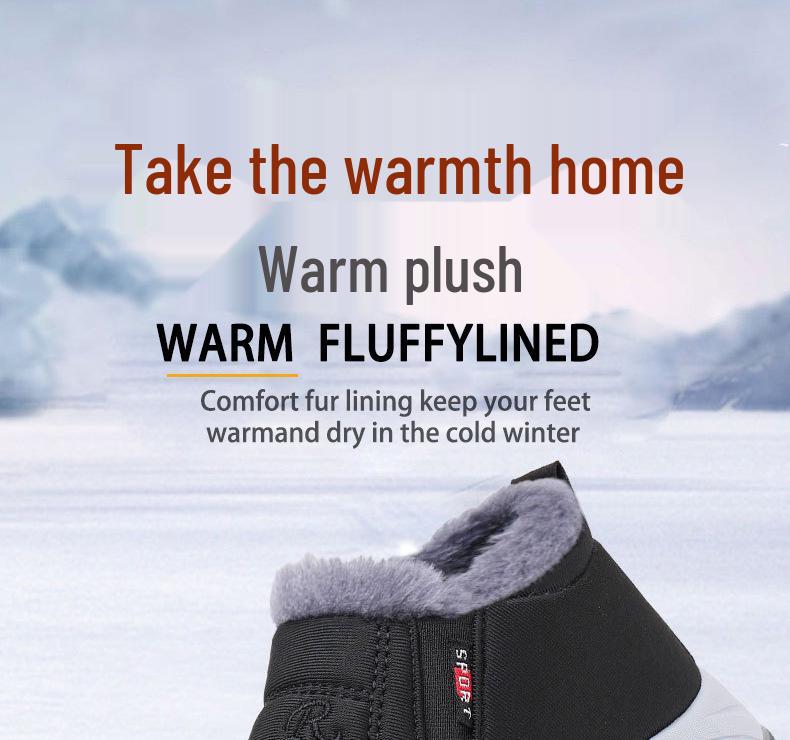 2025 Winter Plus Size Unisex Snow Boots: Slip-on, Fleece Lined, Soft Sole, Thickened Low-Top for Outdoor Use