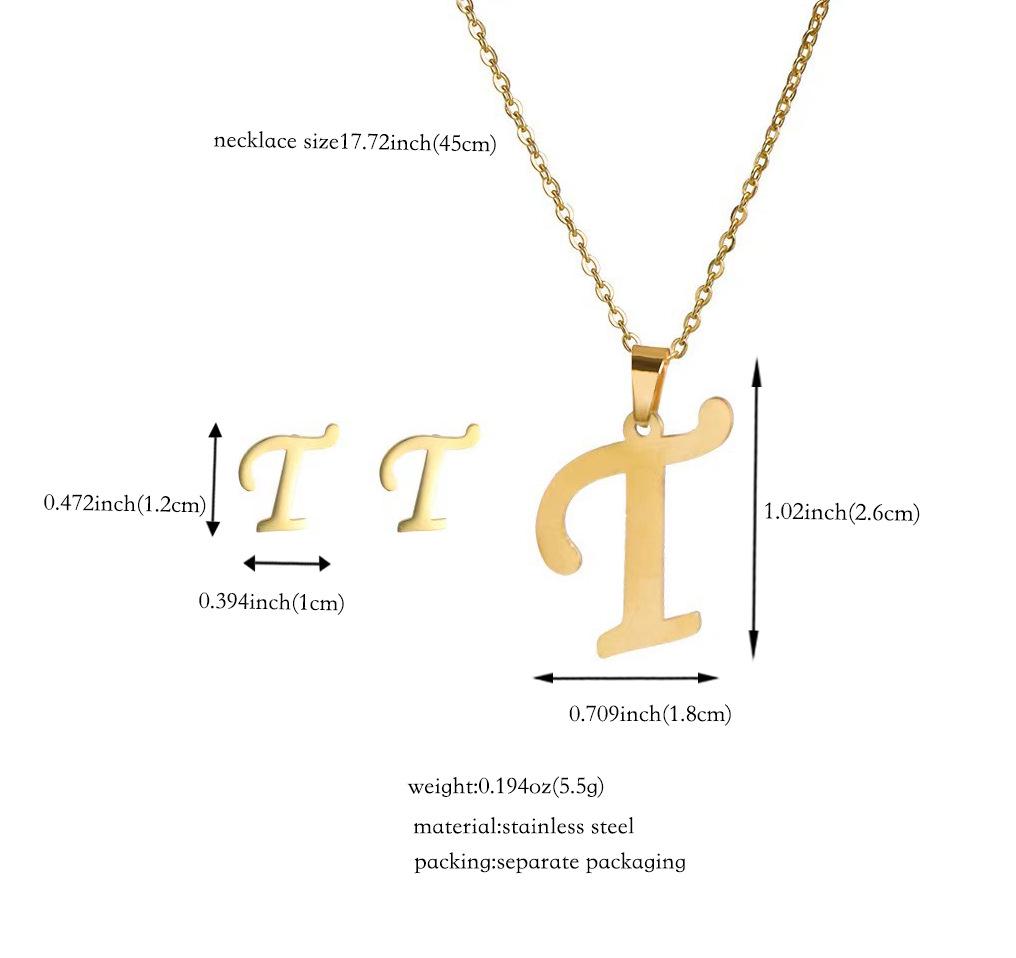 Набор украшений из титановой стали: Невыцветающее ожерелье и серьги с английскими буквами