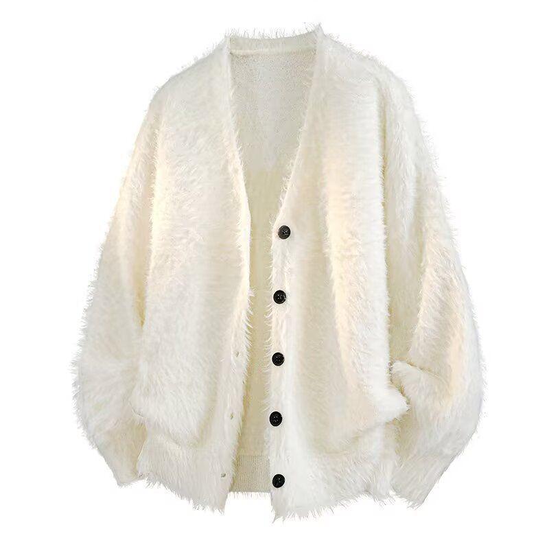 Мужской ретро кардиган-свитер с V-образным вырезом Осень/Зима 2025 - Повседневная вязаная верхняя одежда однотонная с расслабленной атмосферой.