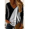 Women's T-Shirt Classic Graphic Geometric Elegant Fashion Tee Long Sleeve T-shirts V-Neck Regular Tops Pullover Fall Winter