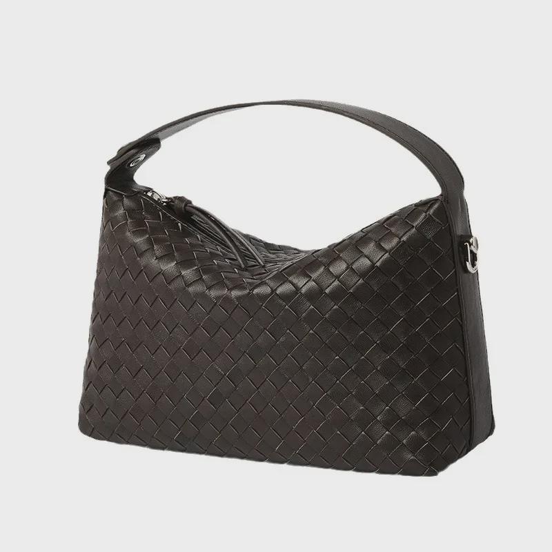 2025 Rhombus Sheepskin Leather Женская сумка через плечо - Ручная сумка-мессенджер с тканым дизайном