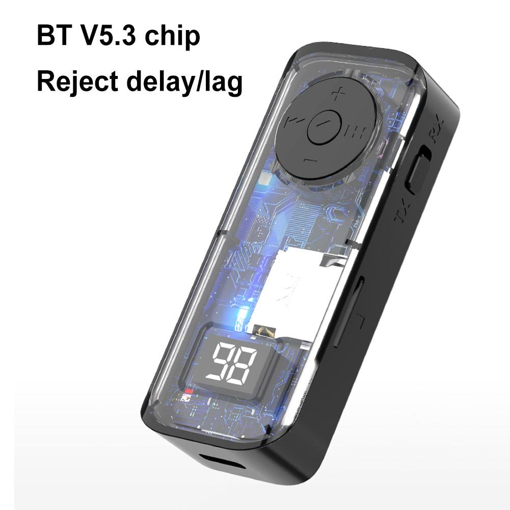 Bluetooth 5.3 Автомобильный приемник Адаптер 3,5 мм AUX Разъемы Аудио Ресивер Адаптер со светодиодным дисплеем батареи для ТВ Наушники Автомобильный динамик