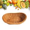 Storage Basket Food Grade Quick Drainage Oval Safe Curved Artificial Rattan Braided Food Basket Household Supplies