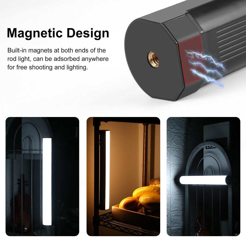 PULUZ PU4139 32cm/12.6in Portable RGB Light Stick Magnetic LED Tube Light Wand 10W Photography Fill