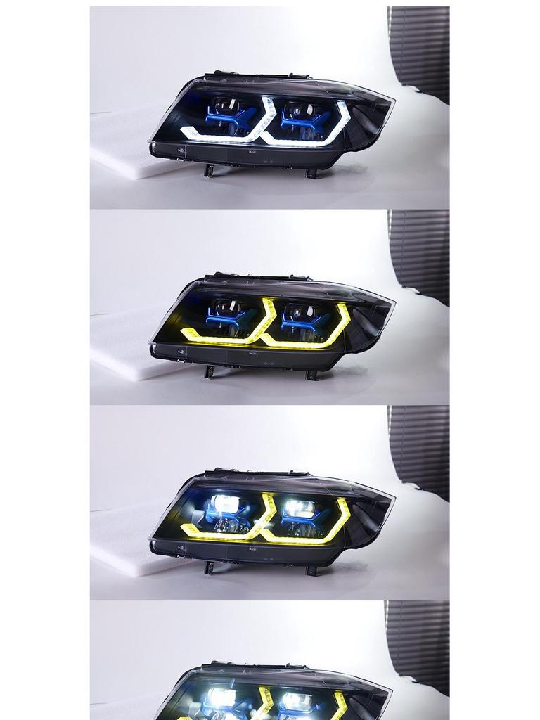 BMW 3 Series E90 LED Headlights: Fits '05-'12, with RGB Daytime Running Lights & Flowing Turn Signals.