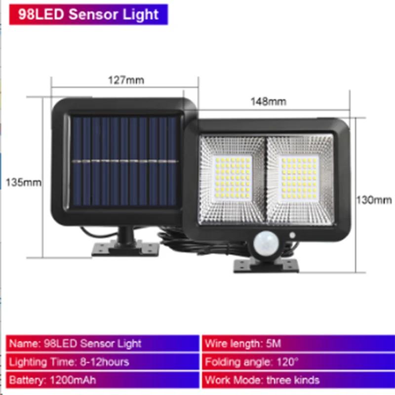Горячая продажа Солнечный датчик человеческого тела Светильник Уличный сплит-светильник для сада Солнечный перезаряжаемый настенный светильник Уличное освещение Уличные фонари